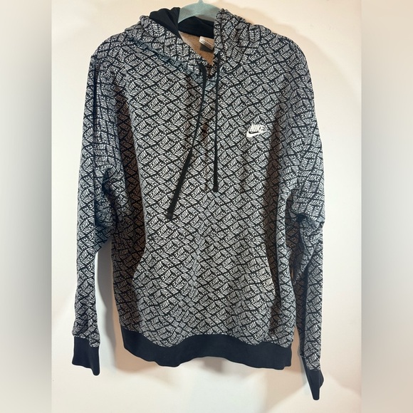 Nike NSW Sports Essentials AOP Fleece Hoodie Black  Men’s Large - Picture 1 of 9